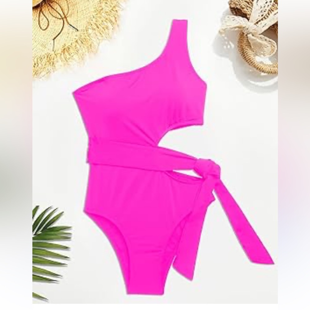 New Younique  barbie pink one shoulder side cut out size small